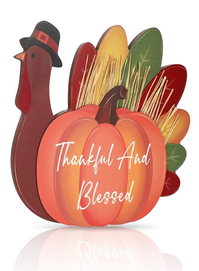 Yewfold Thanksgiving Decoration Wooden Tabletop Decor Thanksgiving Standing Turkey for Home Kitchen Office Fall Harvest Festival Decoration (Turkey) - Image 1
